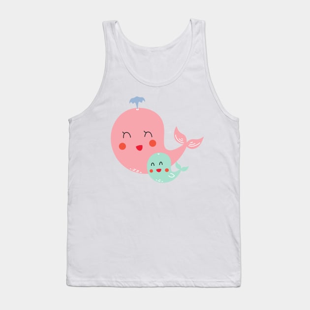 Mom and Baby Whale pink Tank Top by nezar7